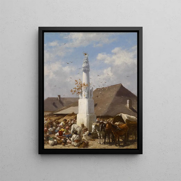 van Szolnok vlooienmarkt - August von Pettenkofen — ingelijst kunstwerk aan de muur