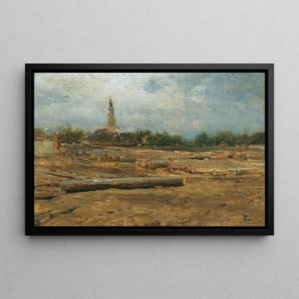 Place de Bois près de Szolnok - August von Pettenkofen — ingelijst kunstwerk aan de muur
