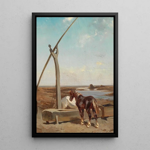 Motief van de Puszta - August von Pettenkofen — ingelijst kunstwerk aan de muur
