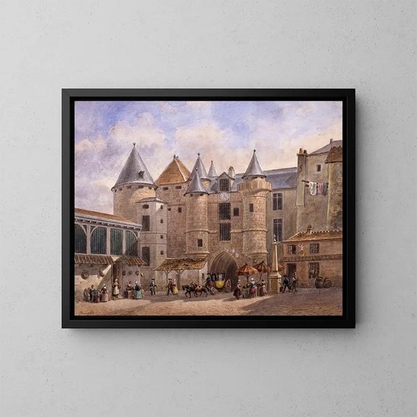 Le Grand Châtelet du XVIIIe siècle - Auguste Sébastien Bénard — framed artwork on a wall