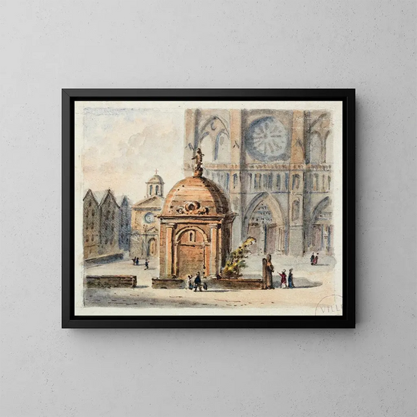 The Parvis of Notre-Dame de Paris - Auguste Sébastien Bénard — framed artwork on a wall