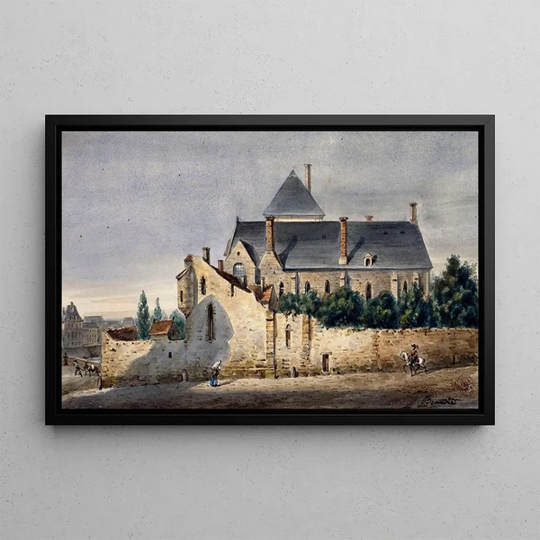 Les restes des bâtiments de l'hôtel du Petit Bourbon - Auguste Sébastien Bénard — framed artwork on a wall
