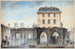 van het uitzicht op de oude gevel van het Hôtel-Dieu na de brand van 1772 - Auguste Sébastien Bénard — weergave van het kunstwerk