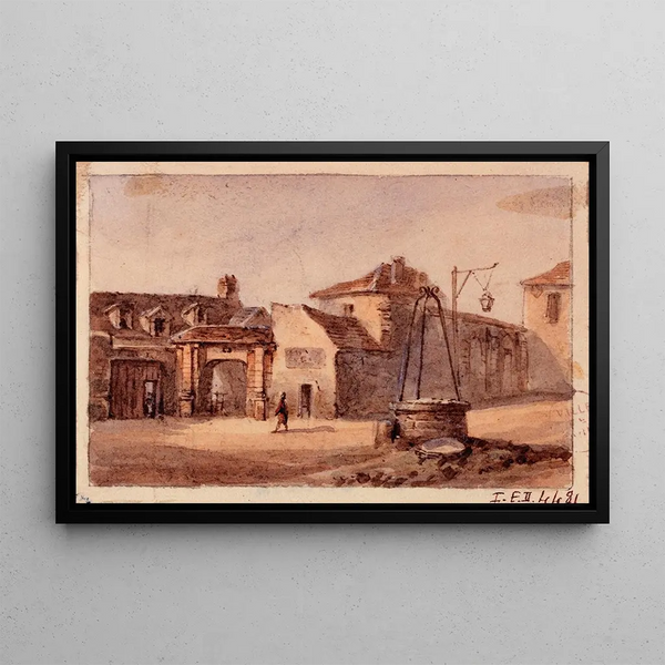View of the remains of the Saint-Martin church, Place de la Collégiale, Faubourg Saint-Marcel - Auguste Sébastien Bénard — framed artwork on a wall