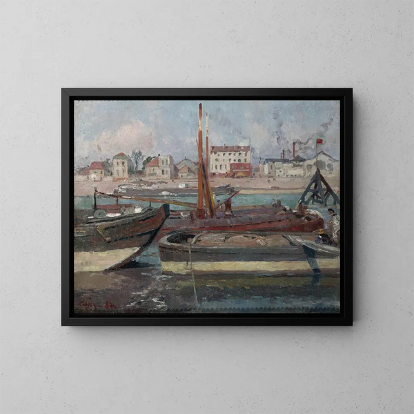 La Seine au quai de la Rape - Auguste Louis Lepère — framed artwork on a wall