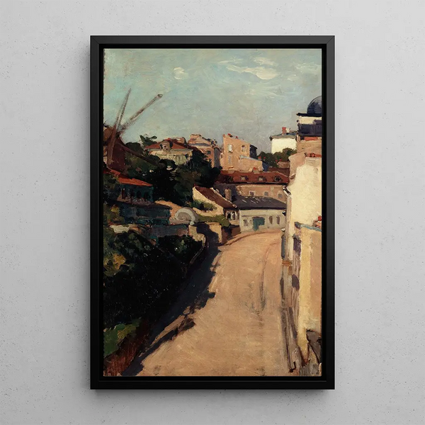 La rue Lepic et le maquis de Montmartre - Auguste Louis Lepère — framed artwork on a wall