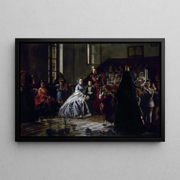 Auguste Victor Pluyette - LEmpereur lImpratrice et le prince imprial visitant une salle dasile Fontainebleau.webp