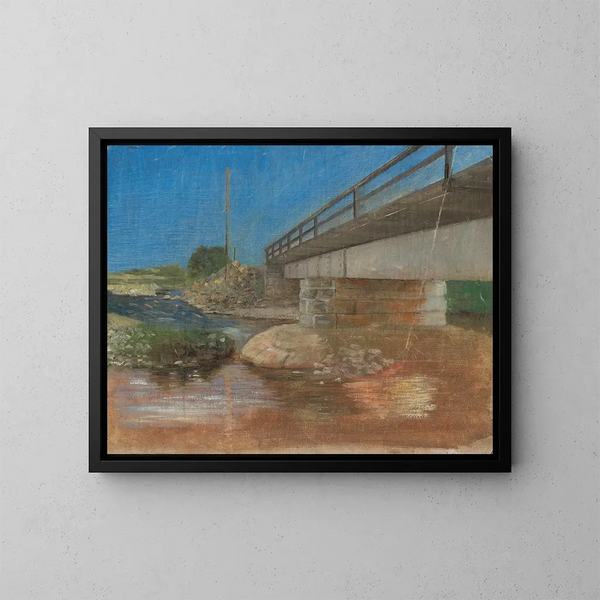 Sketch of a landscape with a bridge - Aurel Ballo — framed artwork on a wall