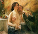 Zelfportret met zijn vrouw Charlotte Berend-Corinth en een glas sekt - Lovis Corinth — weergave van het kunstwerk