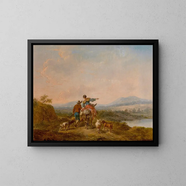Landscape with Figures - Balthasar Paul Ommeganck — framed artwork on a wall