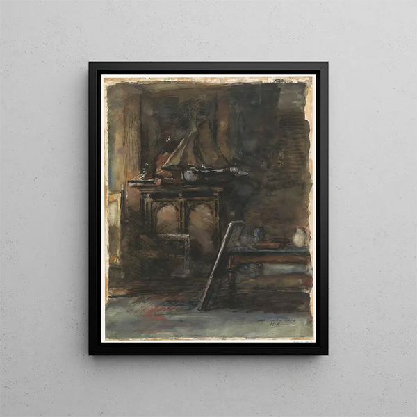 H. W. Mesdag's studio with two ship models - Barbara Elisabeth van Houten — framed artwork on a wall