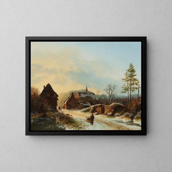 A Winter's Day - Barend Cornelis Koekkoek — framed artwork on a wall