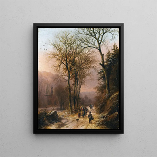 Barend Cornelis Koekkoek - Figures on a winter road.webp