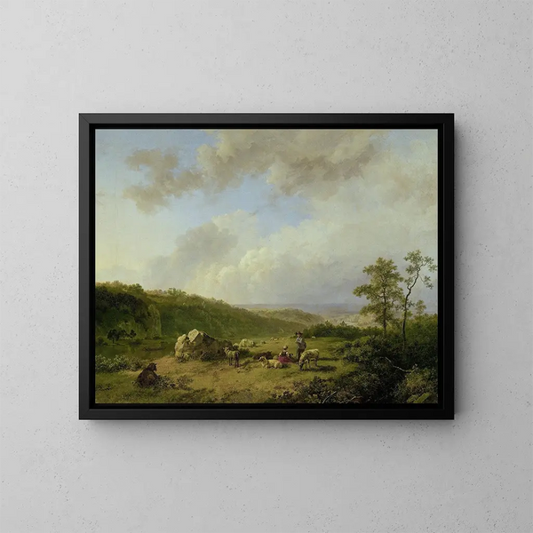 Landscape with a Threatening Rainstorm - Barend Cornelis Koekkoek — framed artwork on a wall