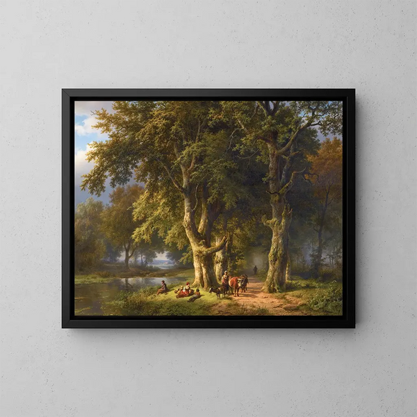 Summer Landscape Painting - Barend Cornelis Koekkoek — framed artwork on a wall