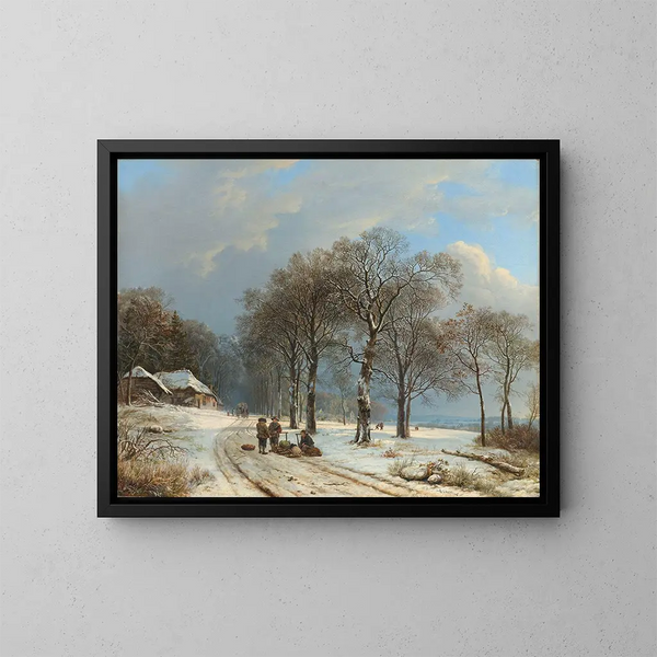 Winter Landscape Painting - Barend Cornelis Koekkoek — framed artwork on a wall