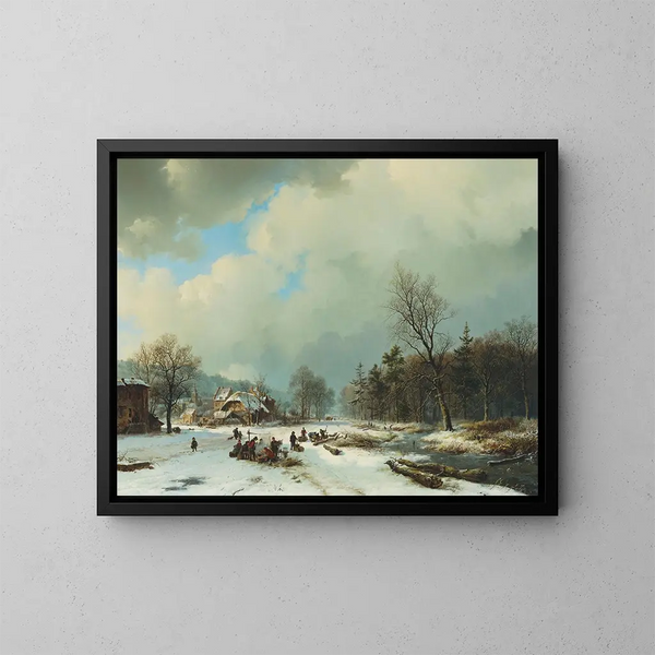 Winter Scene - Barend Cornelis Koekkoek — framed artwork on a wall