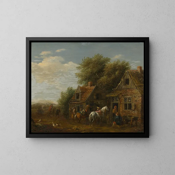 Cavaliers in a Village - Barent Gael — framed artwork on a wall