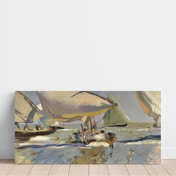 Reproductie van het schilderij Schepen op het strand - Joaquín Sorolla