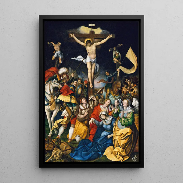 La Crucifixion - Barthel Bruyn l'Ancien — framed artwork on a wall