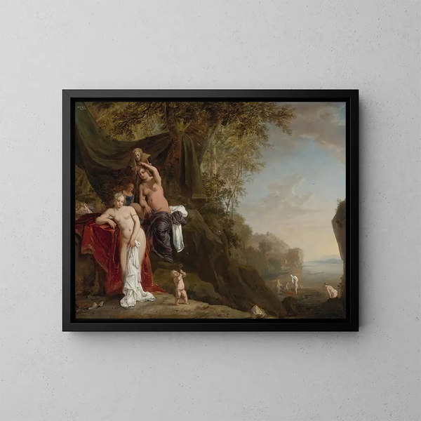 Nymph bathing - Bartholomeus Breenbergh — framed artwork on a wall