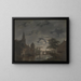 van een Nederlandse stad bij maanlicht - Bartholomeus Johannes van Hove — ingelijst kunstwerk aan de muur