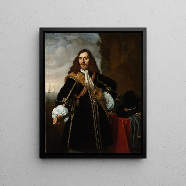 Portrait of Captain Gideon de Wildt - Bartholomeus van der Helst — framed artwork on a wall