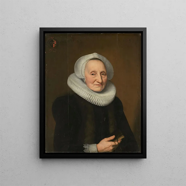 Portrait painting of Belia Claesdr 1566 in or after 1652 - Bartholomäus Sarburgh — framed artwork on a wall