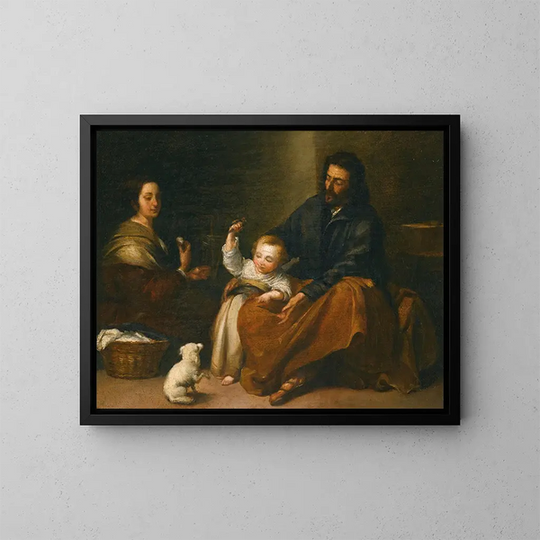 De Heilige Familie in een interieur - Bartolomé Esteban Murillo — ingelijst kunstwerk aan de muur