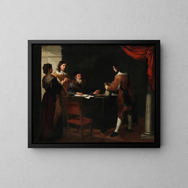 The Prodigal Son Receiving His Share - Bartolomé Esteban Murillo — framed artwork on a wall