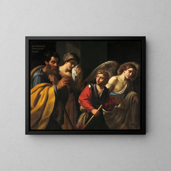 The Departure of Young Tobie - Bartolomeo Manfredi — framed artwork on a wall