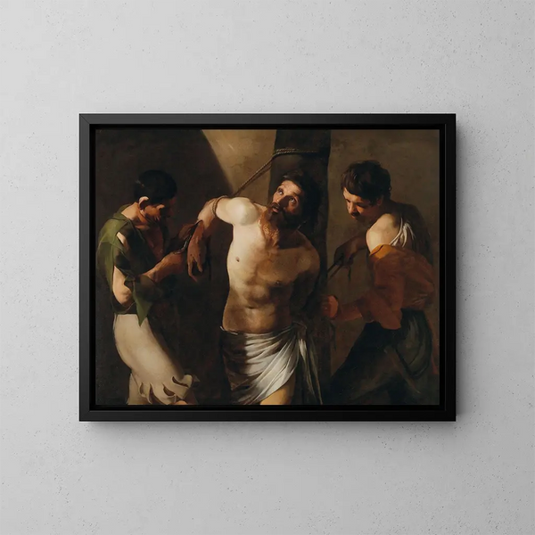 The Martyrdom of Saint Bartholomew - Bartolomeo Manfredi — framed artwork on a wall