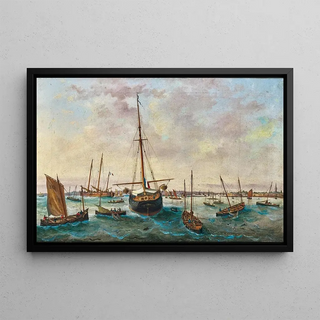 Basilio Ivankovic - French Sailing Ships amidst Numerous Fishing Boats off the French Coast.webp