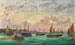 De Stoomschip met hoge mast UNION onder de koopvaardijvlag van Oosten-Hongarije, te midden van vele visboten voor de kust van Piran, Slovenië - Basilio Ivankovic — weergave van het kunstwerk
