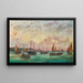 De Stoomschip met hoge mast UNION onder de koopvaardijvlag van Oosten-Hongarije, te midden van vele visboten voor de kust van Piran, Slovenië - Basilio Ivankovic — ingelijst kunstwerk aan de muur