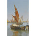 Reproductie van het schilderij van Boten op de vismarkt in de lagune, Venetië - Antonietta Brandeis