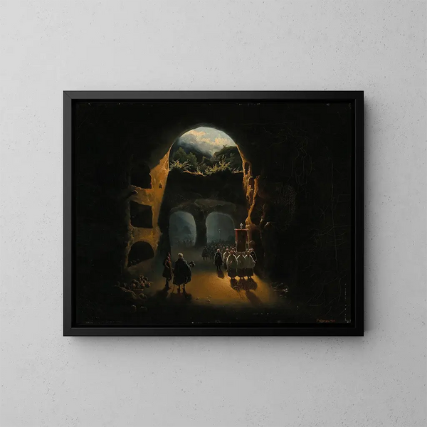 Ferdinand II de Sicilië in de catacomben van San Gennaro - Beniamino De Francesco — ingelijst kunstwerk aan de muur