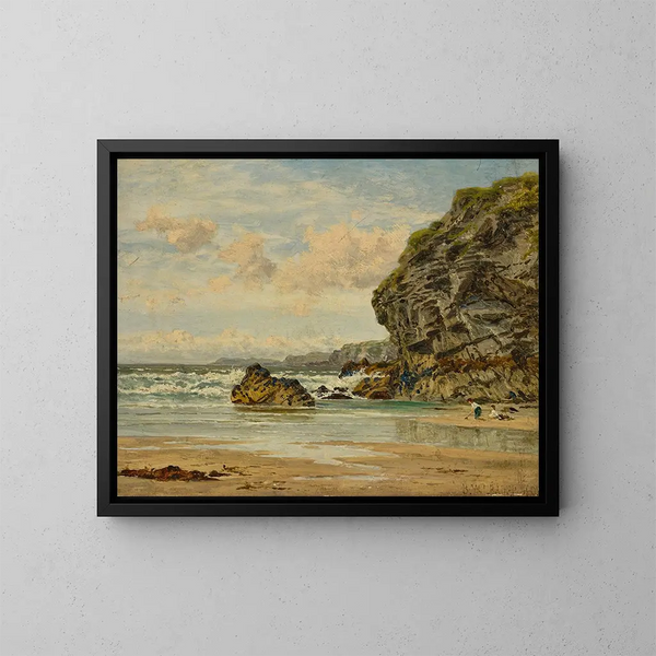 Cornish Cliffs in Newquay - Benjamin Williams Leader — framed artwork on a wall