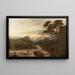 van het rivierlandschap bij dennenbos bij zonsondergang - Benjamin Williams Leader — ingelijst kunstwerk aan de muur
