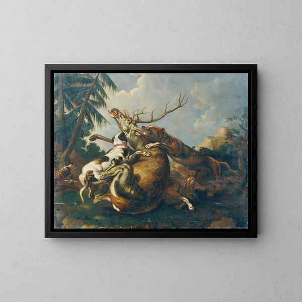 Deer hunting - Benno Rafael Adam — framed artwork on a wall
