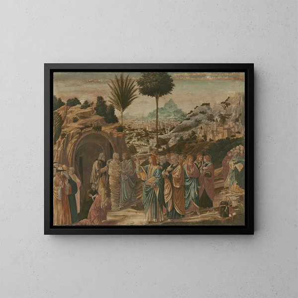 The Resurrection of Lazarus - Benozzo Gozzoli — framed artwork on a wall