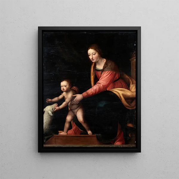 Virgin and Child Painting - Bernardino Luini — framed artwork on a wall