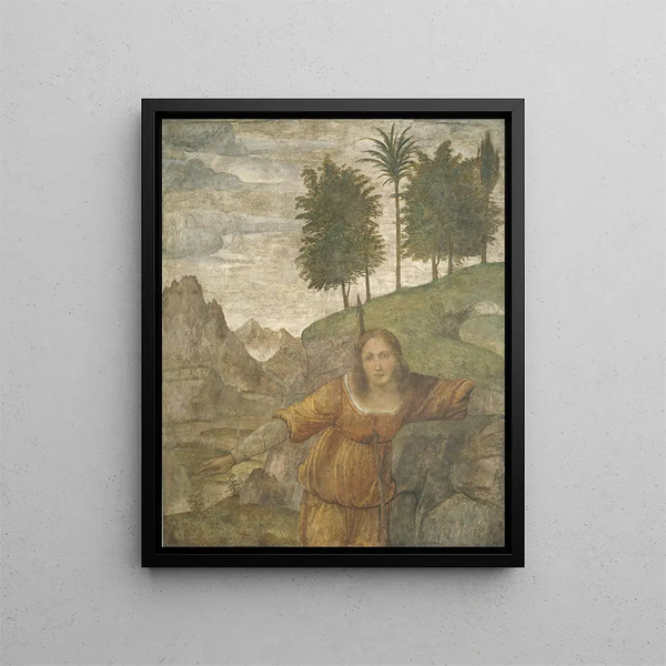 Procris pierced by the javelin of Cephalus - Bernardino Luini — framed artwork on a wall