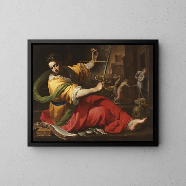 Allegorie van de Rechtvaardigheid - Bernardino Mei — ingelijst kunstwerk aan de muur