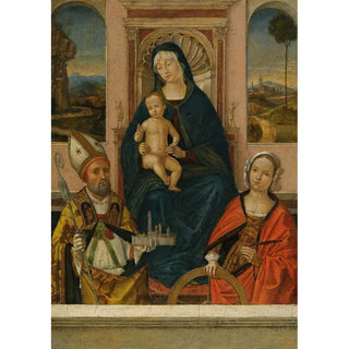 Bernardino di Bosio Zaganelli - The Madonna And Child Enthroned With Saints Petronius And Catherine Of Alexandria.webp