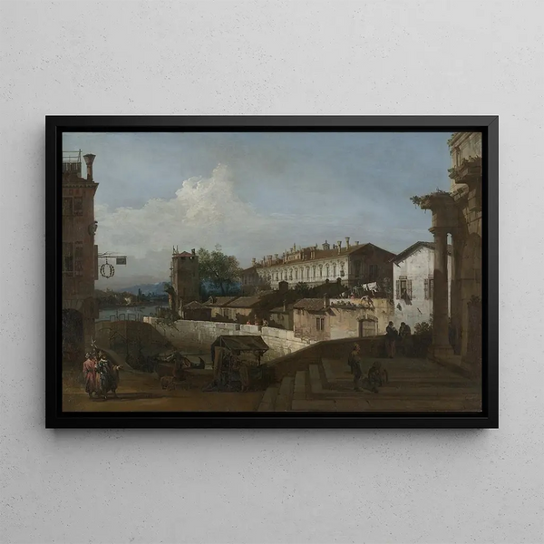 L'Écluse à Dolo - Bernardo Bellotto — framed artwork on a wall