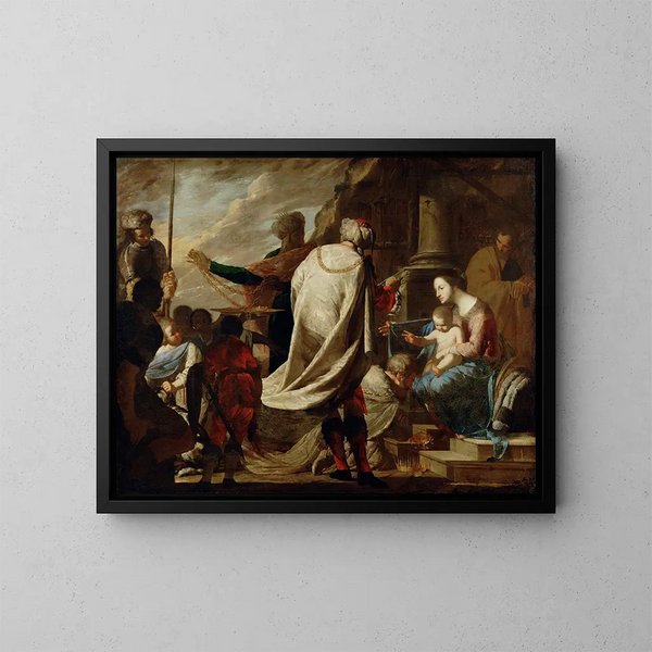 the Adoration of the Magi - Bernardo Cavallino — framed artwork on a wall
