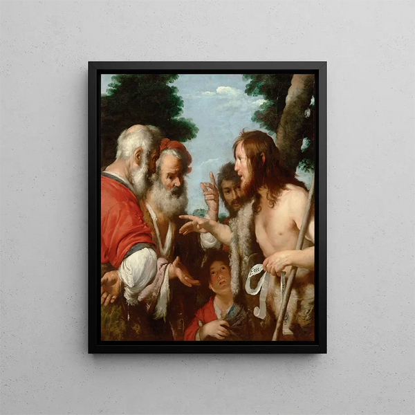 The sermon of Saint John the Baptist - Bernardo Strozzi — framed artwork on a wall