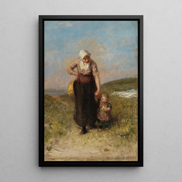 Reproduction of the painting Mother and child walking in the dunes - Bernardus Johannes Blommers