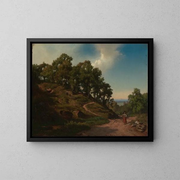 Italiaans landschap - Bernhard Fries — ingelijst kunstwerk aan de muur